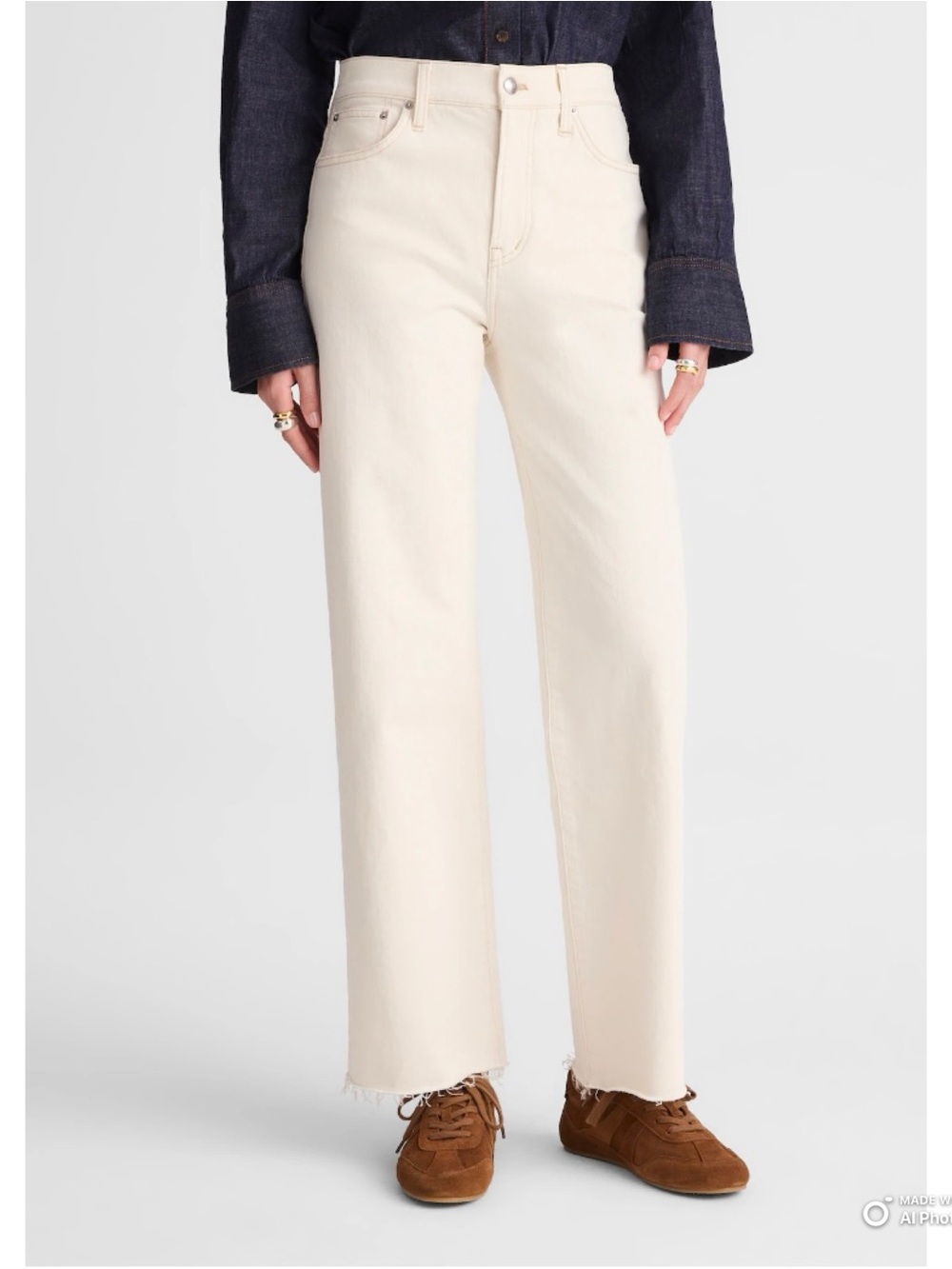 Madewell The SHORT Perfect Vintage Wide-Leg Crop Jean Size 26S NWT Cream Summer - Picture 4 of 17